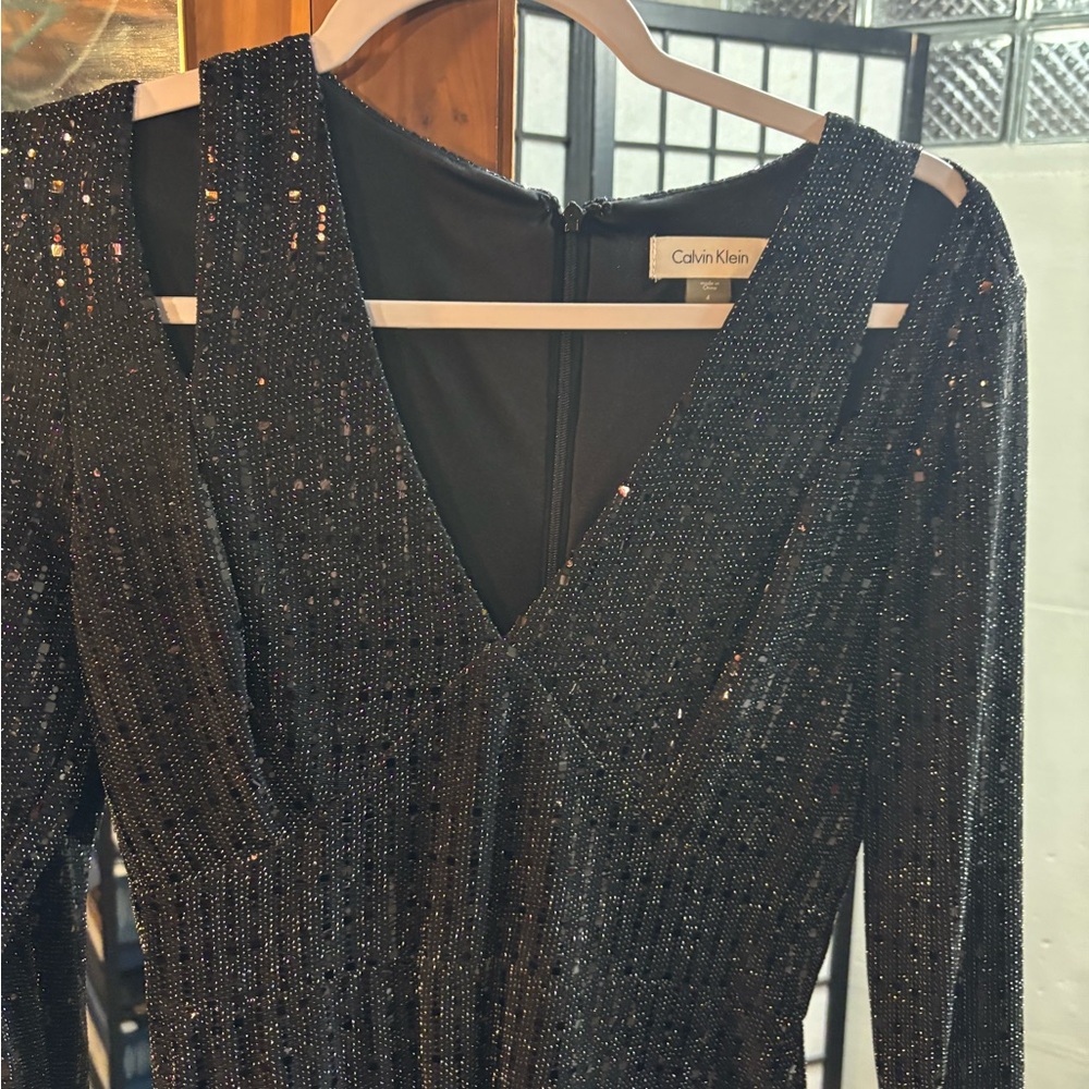 Calvin Klein Glittering Black Long Sleeve Dress